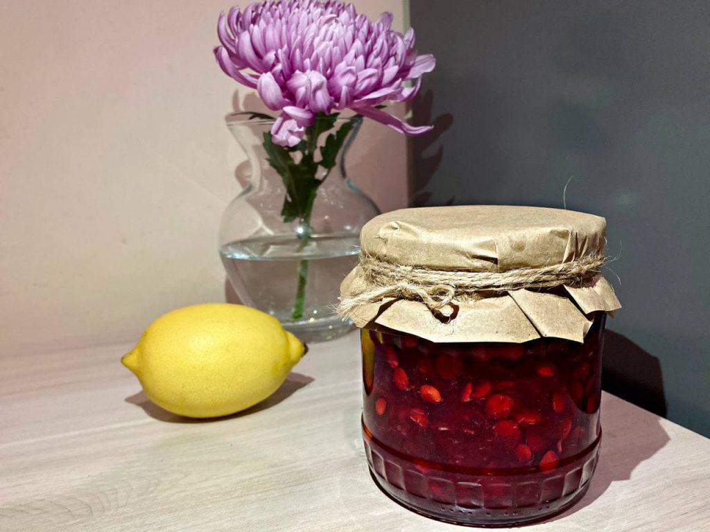 Калина с сахаром и лимоном на зиму